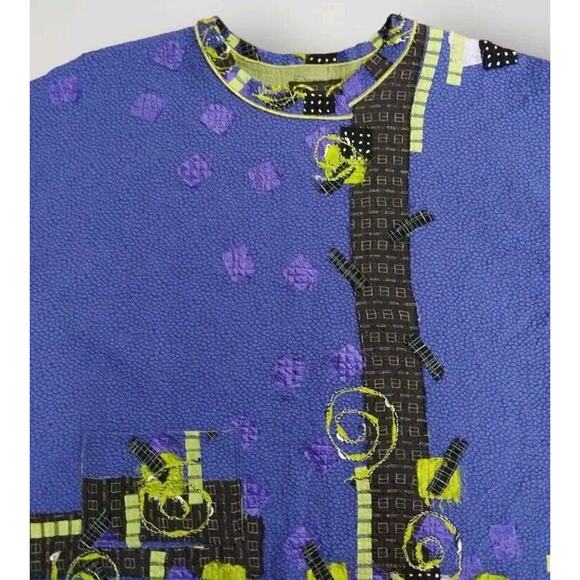 Diane Prekup Designer Blouse Art To Wear One Size Fits Many Purple and Green - Picture 4 of 8